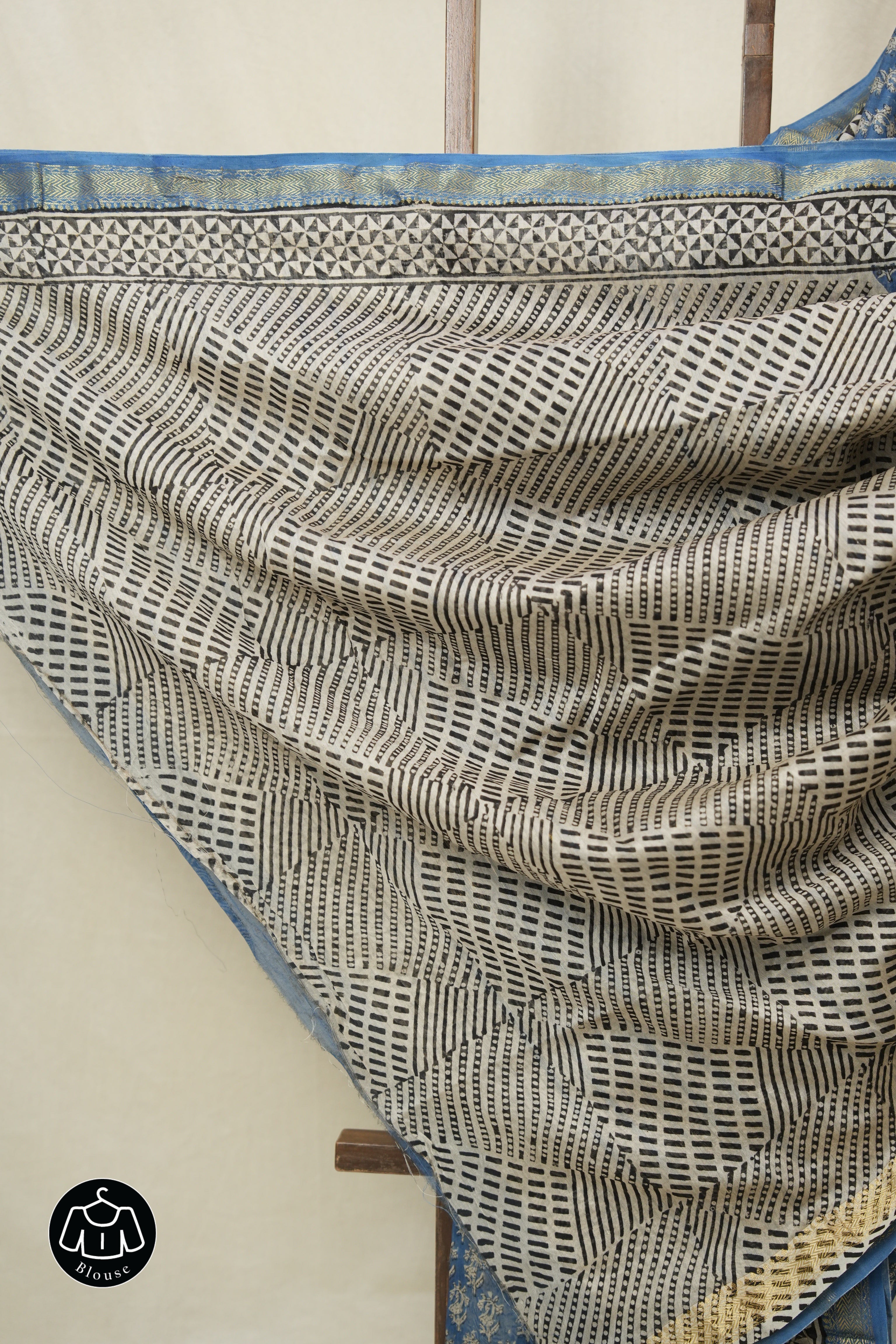 Blue HBP Cotton Silk Saree With Maheshwari Border - SRBCSS1565