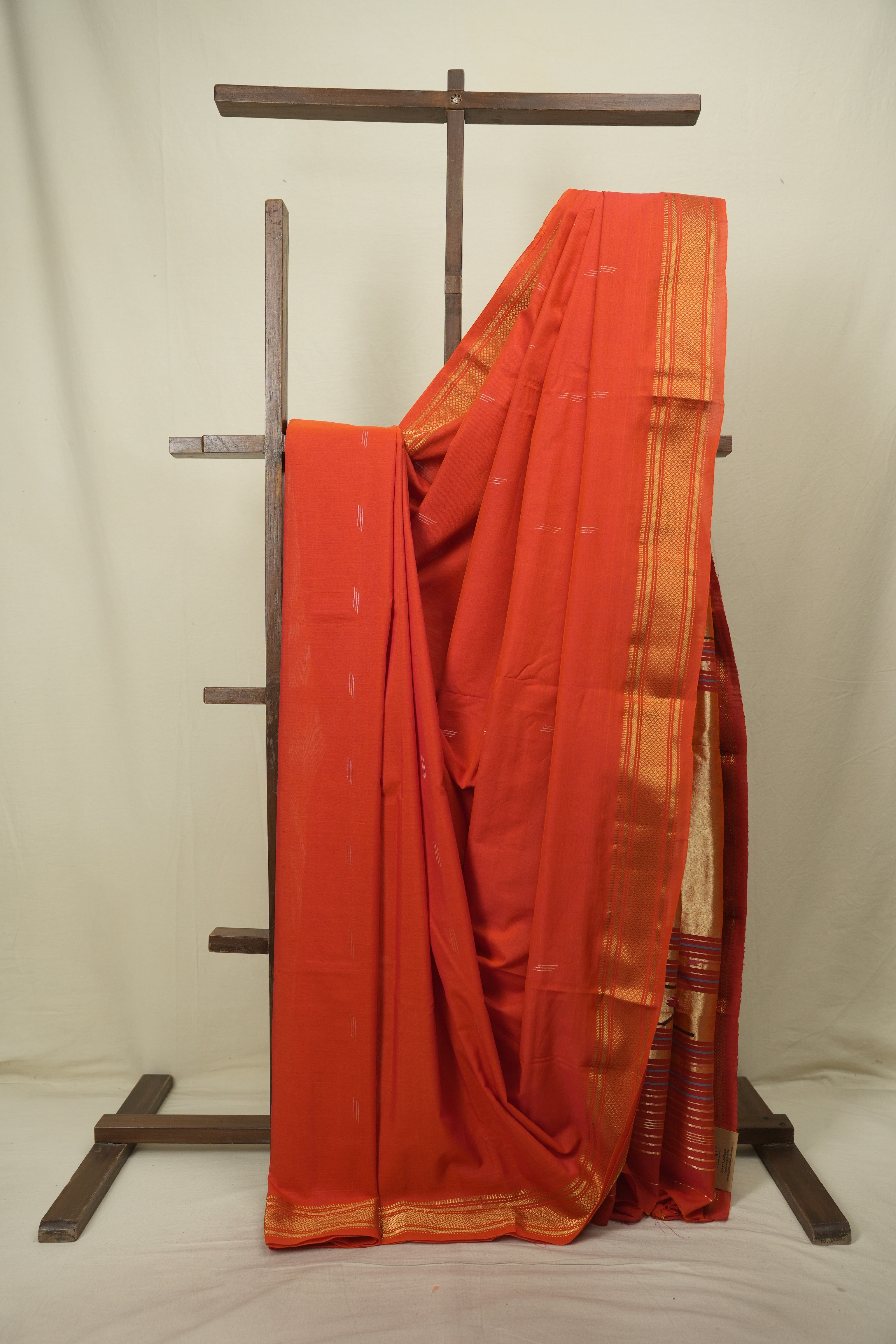 Dual Tone Orange Cotton Paithani Saree - SRDTOCPS835