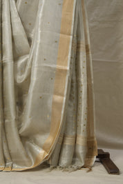 Off White Sequin Tissue Tussar Silk Saree - SROWSTTSS518