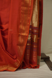Dual Tone Orange Cotton Paithani Saree - SRDTOCPS835