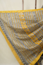 Black HBP Cotton Silk Saree With Maheshwari Border - SRBCSS1567