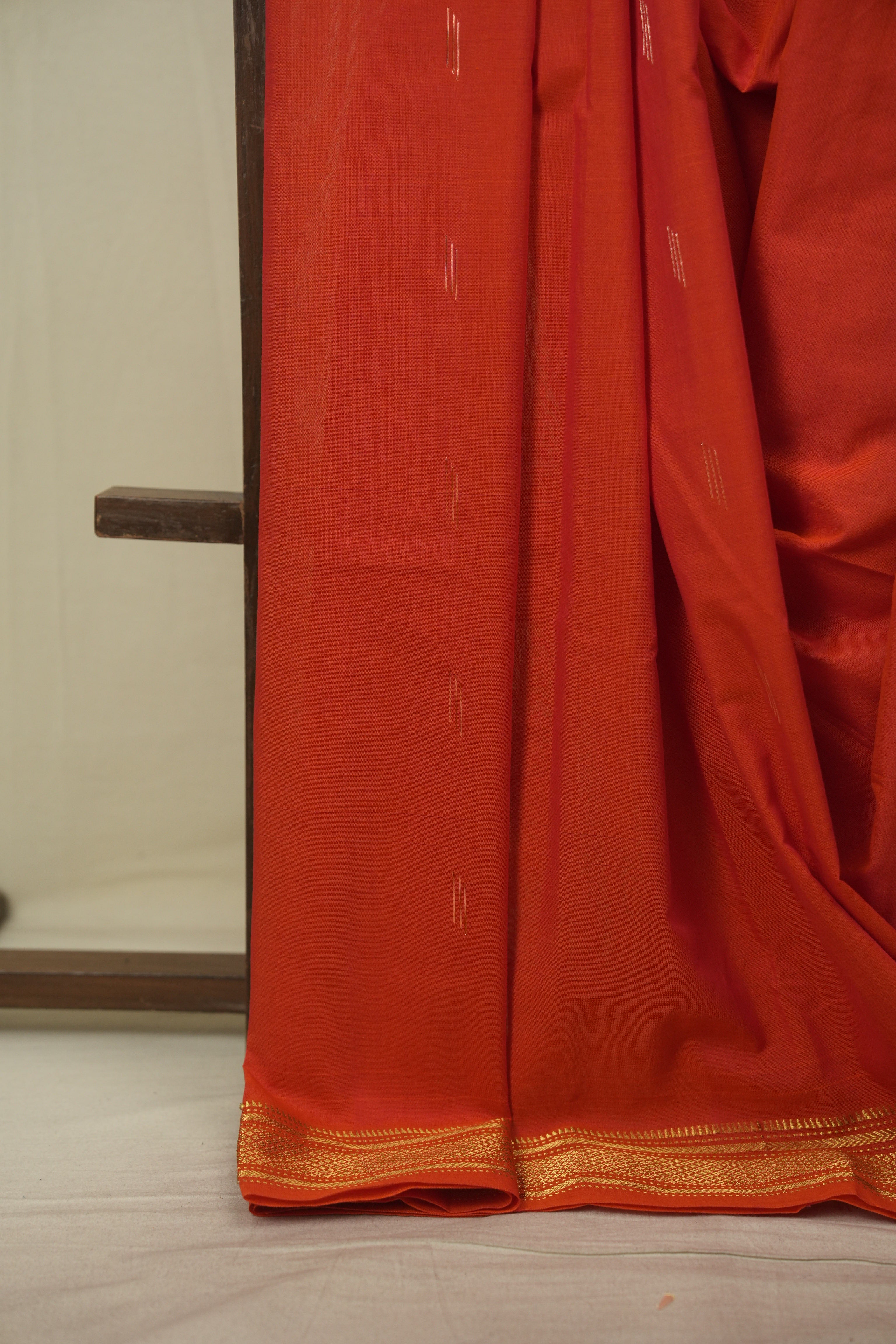 Dual Tone Orange Cotton Paithani Saree - SRDTOCPS835