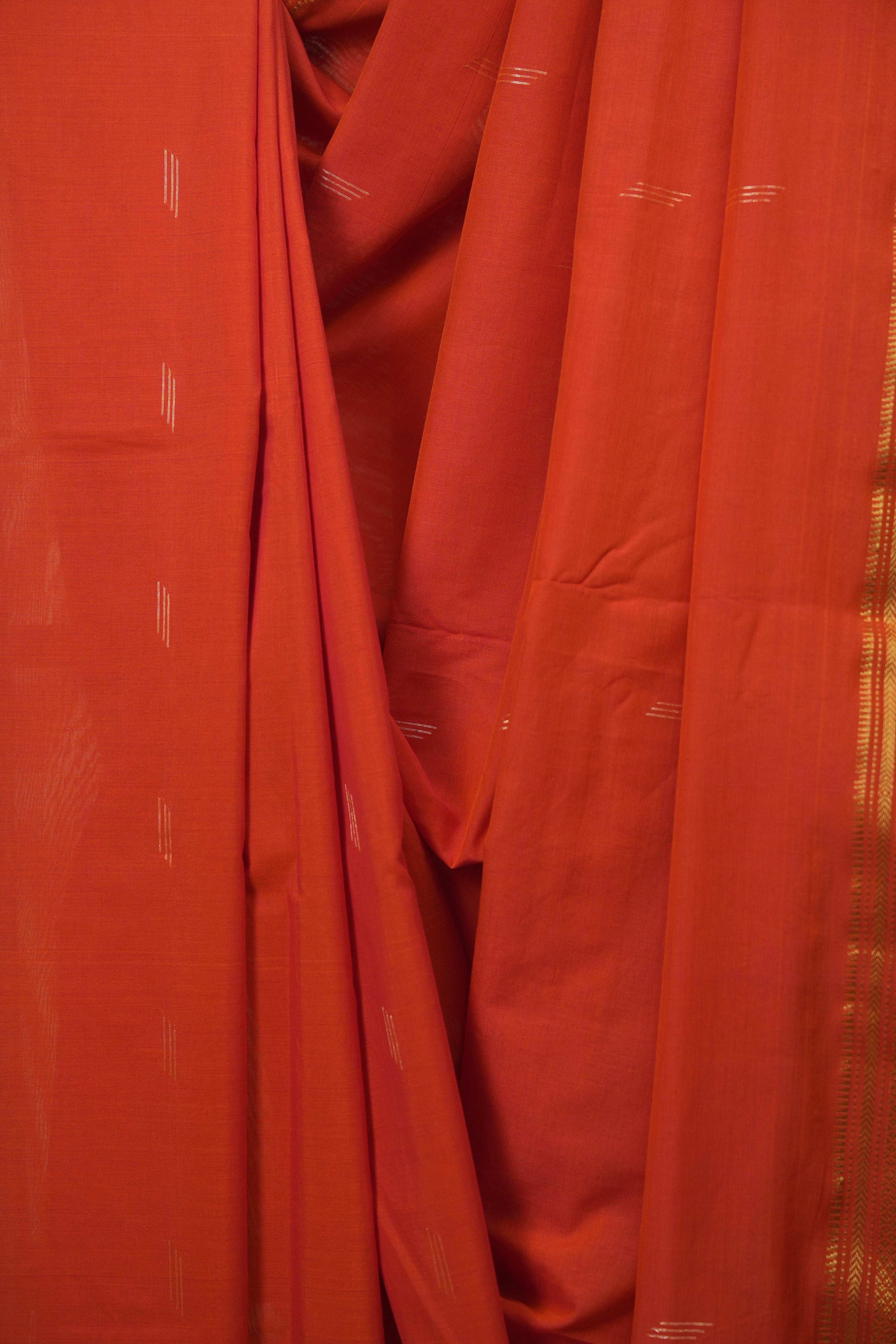 Dual Tone Orange Cotton Paithani Saree - SRDTOCPS835