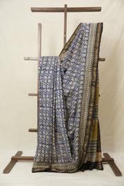 Blue HBP Cotton Silk Saree With Maheshwari Border - SRBCSS1566