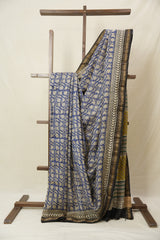 Blue HBP Cotton Silk Saree With Maheshwari Border - SRBCSS1566