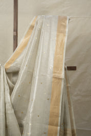 Off White Sequin Tissue Tussar Silk Saree - SROWSTTSS518