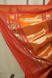 Dual Tone Orange Cotton Paithani Saree - SRDTOCPS835