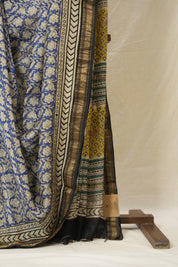 Blue HBP Cotton Silk Saree With Maheshwari Border - SRBCSS1566