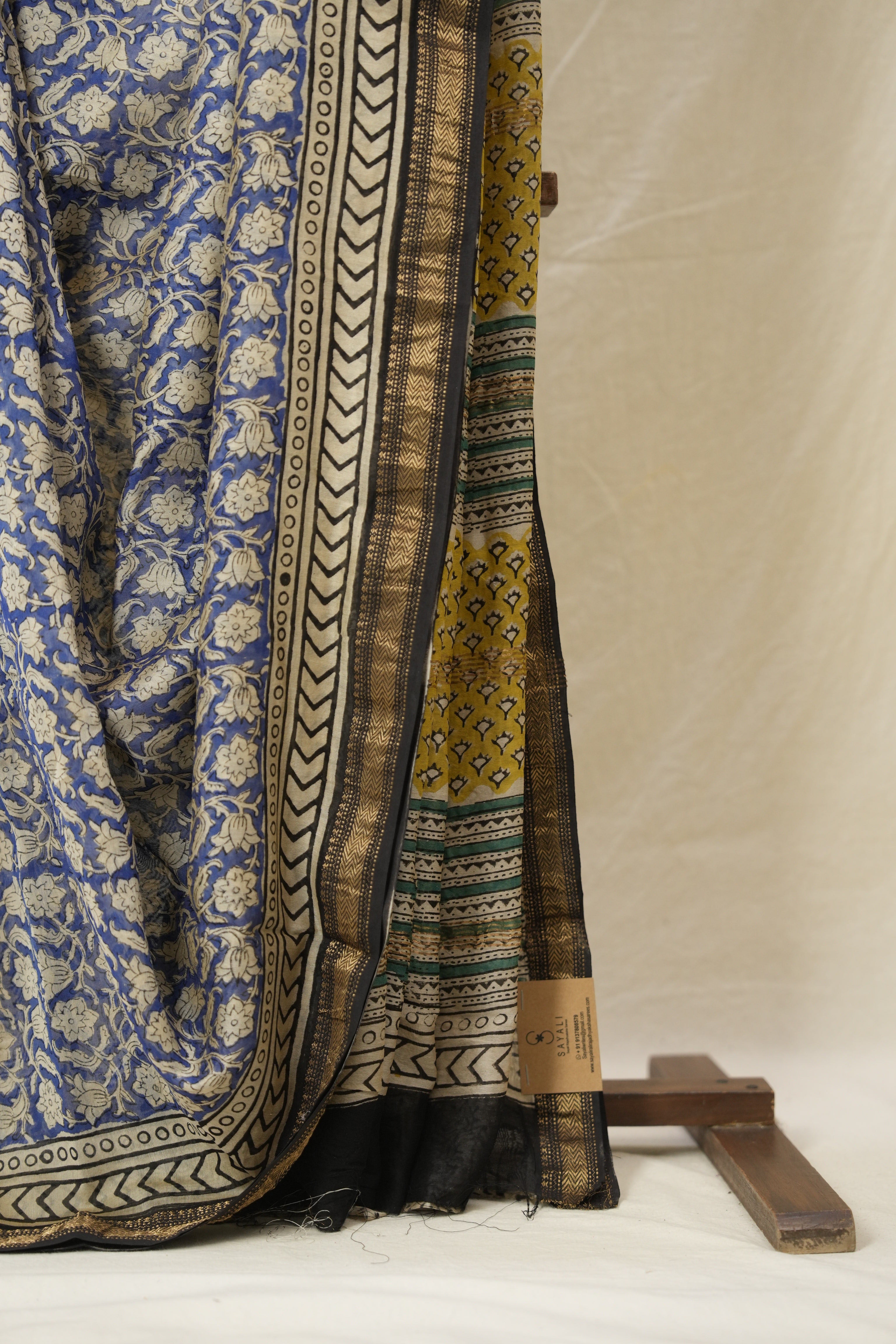 Blue HBP Cotton Silk Saree With Maheshwari Border - SRBCSS1566