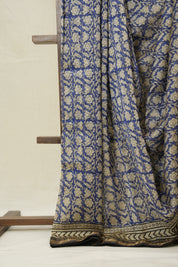Blue HBP Cotton Silk Saree With Maheshwari Border - SRBCSS1566