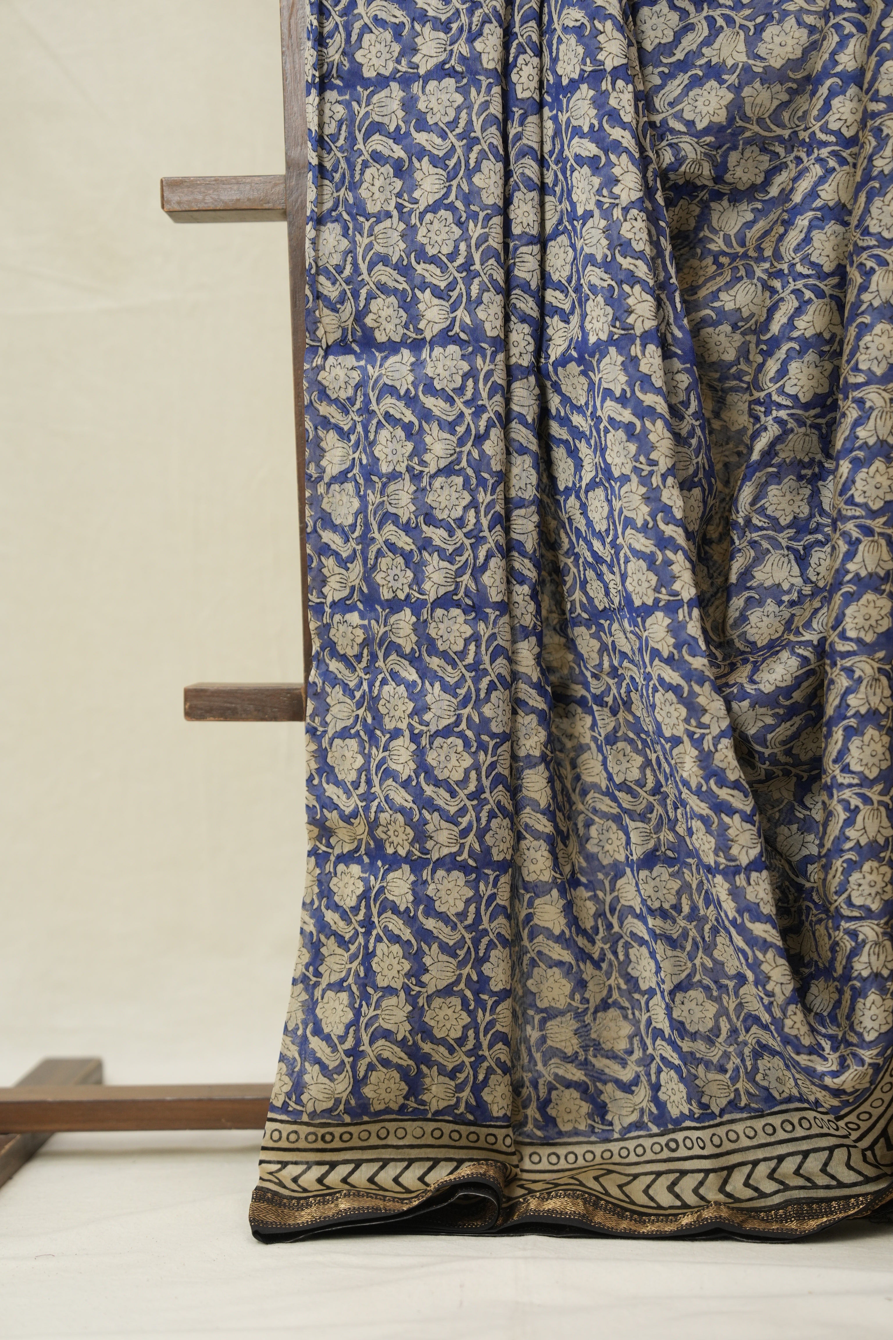 Blue HBP Cotton Silk Saree With Maheshwari Border - SRBCSS1566