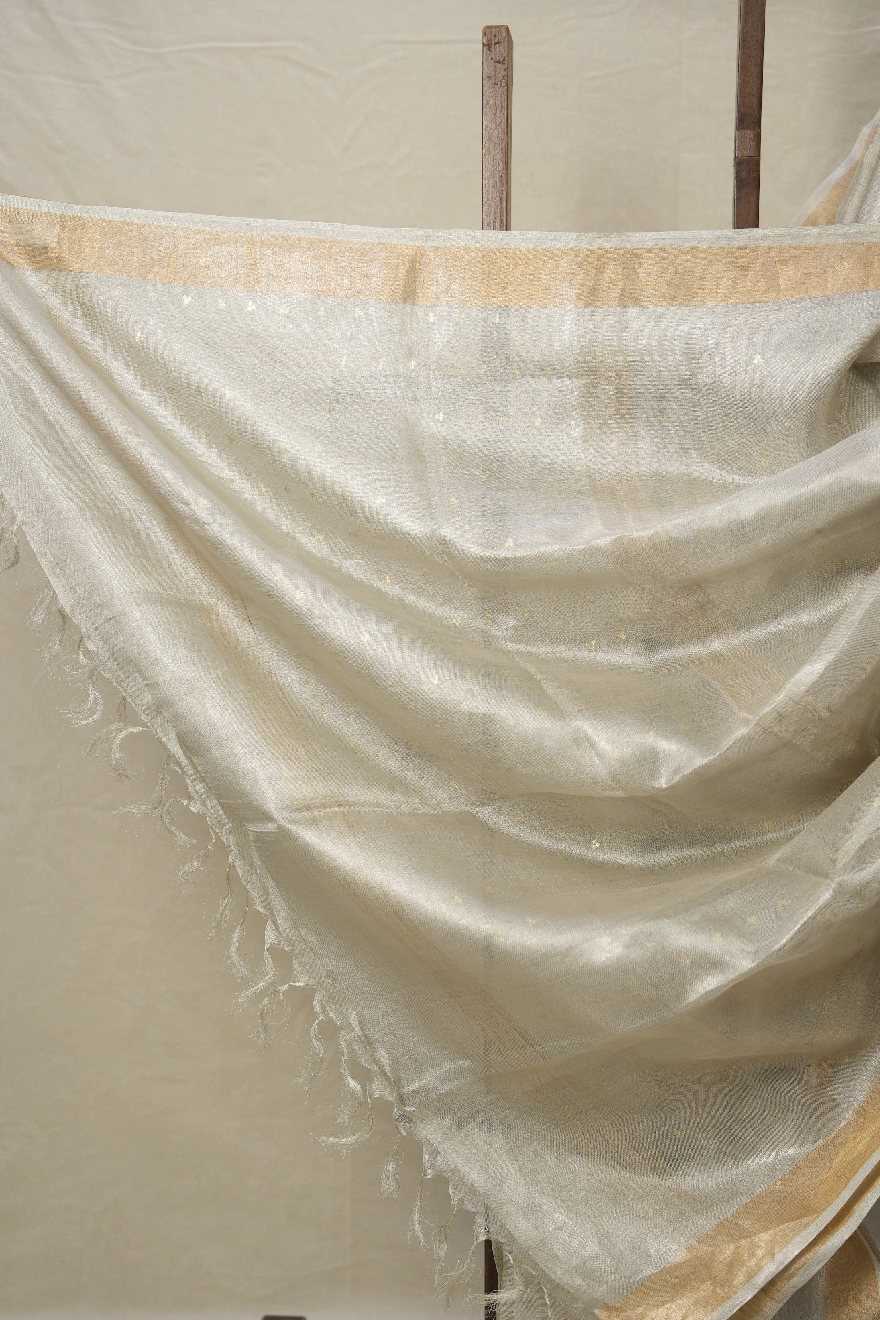 Off White Sequin Tissue Tussar Silk Saree - SROWSTTSS518