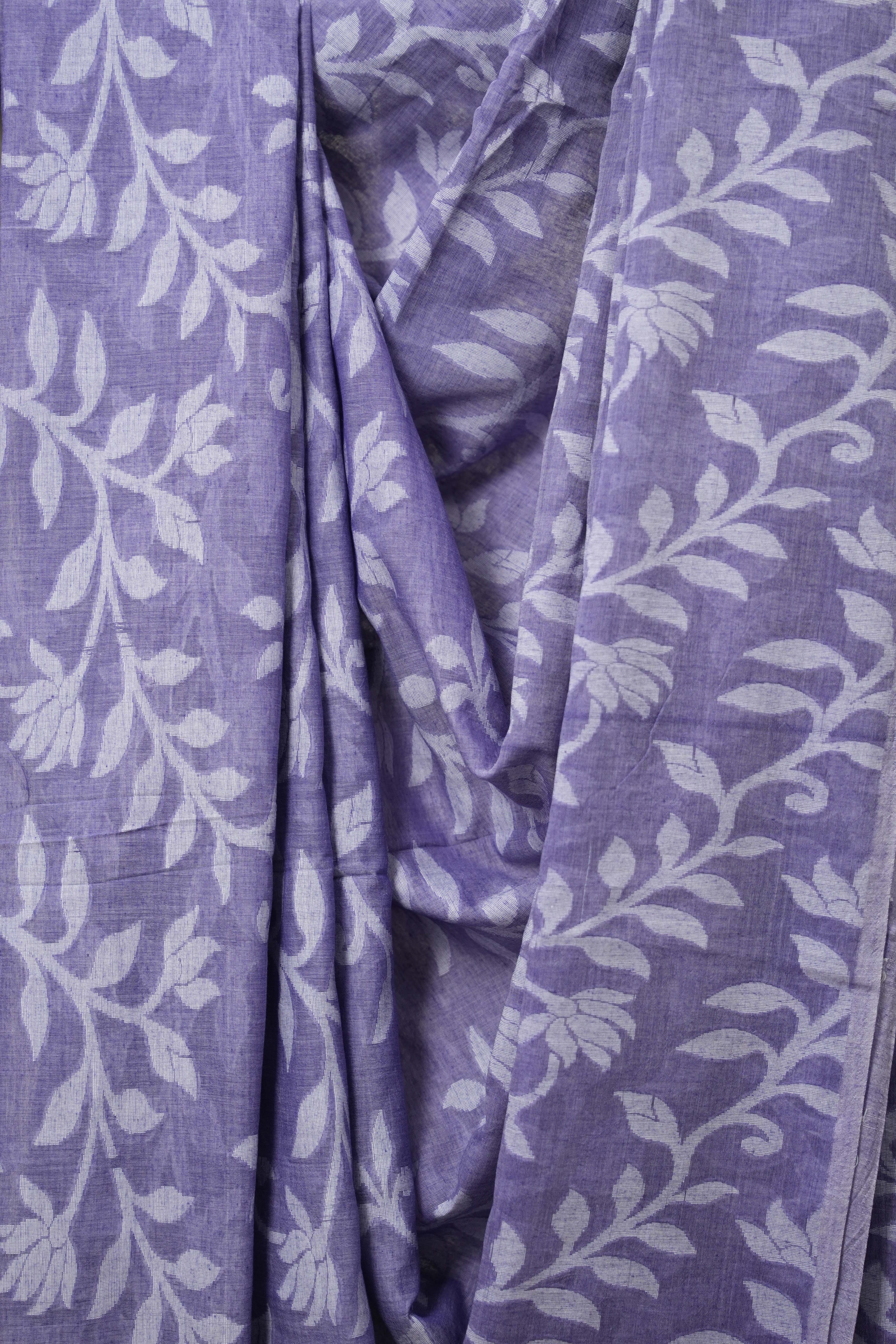 Lavender Cotton Jamdani Saree - SRLCJS152