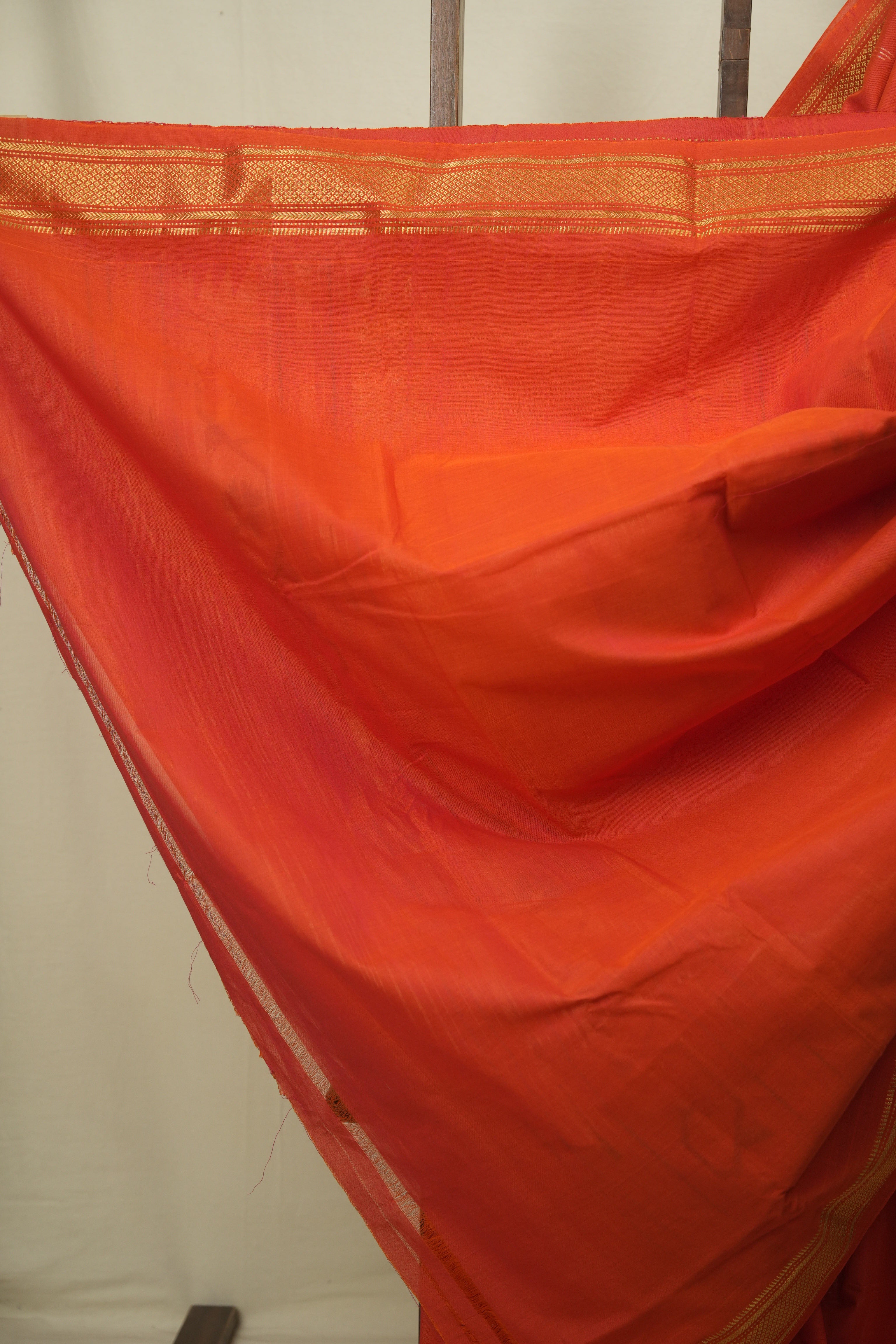 Dual Tone Orange Cotton Paithani Saree - SRDTOCPS835