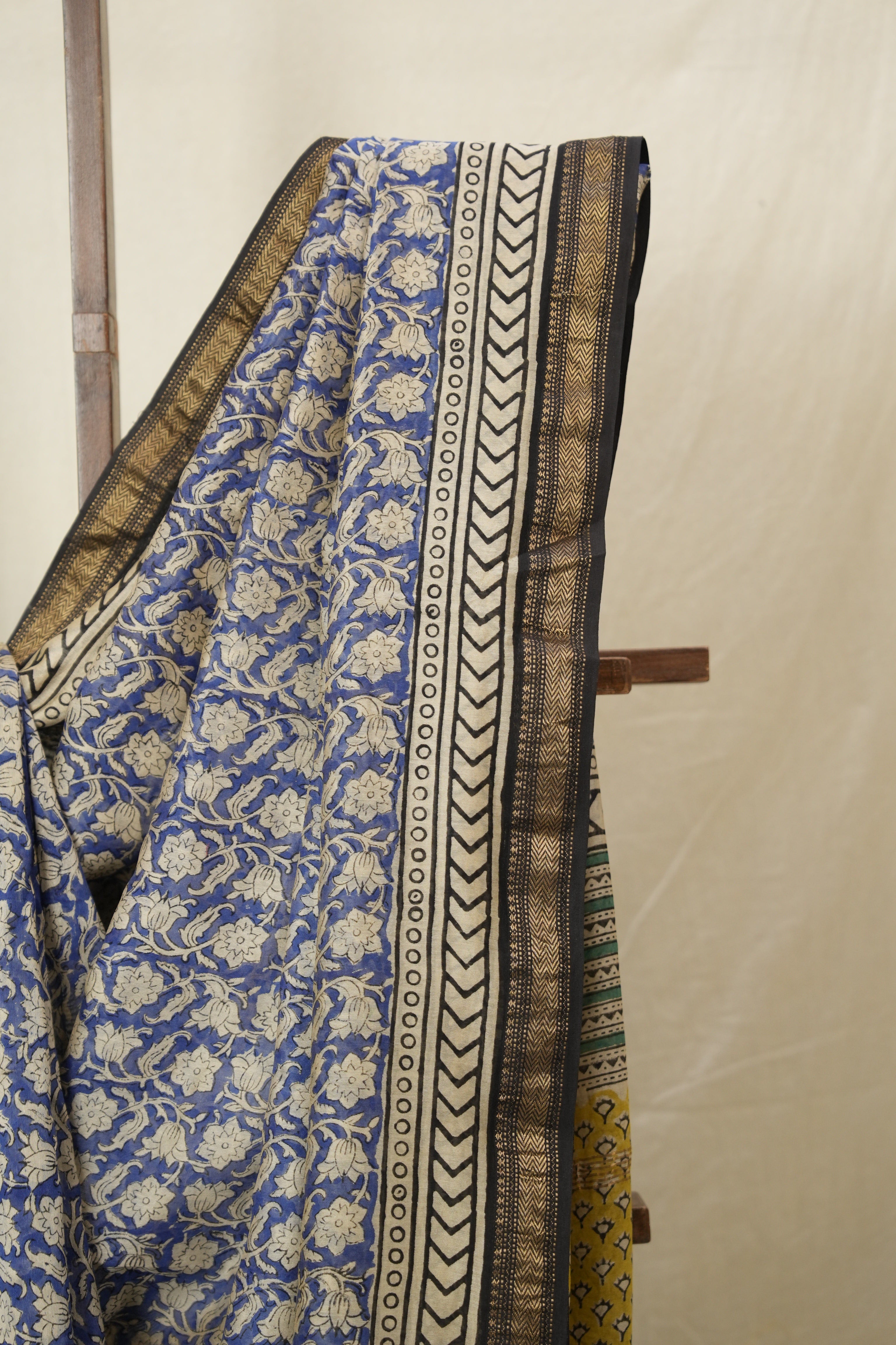 Blue HBP Cotton Silk Saree With Maheshwari Border - SRBCSS1566