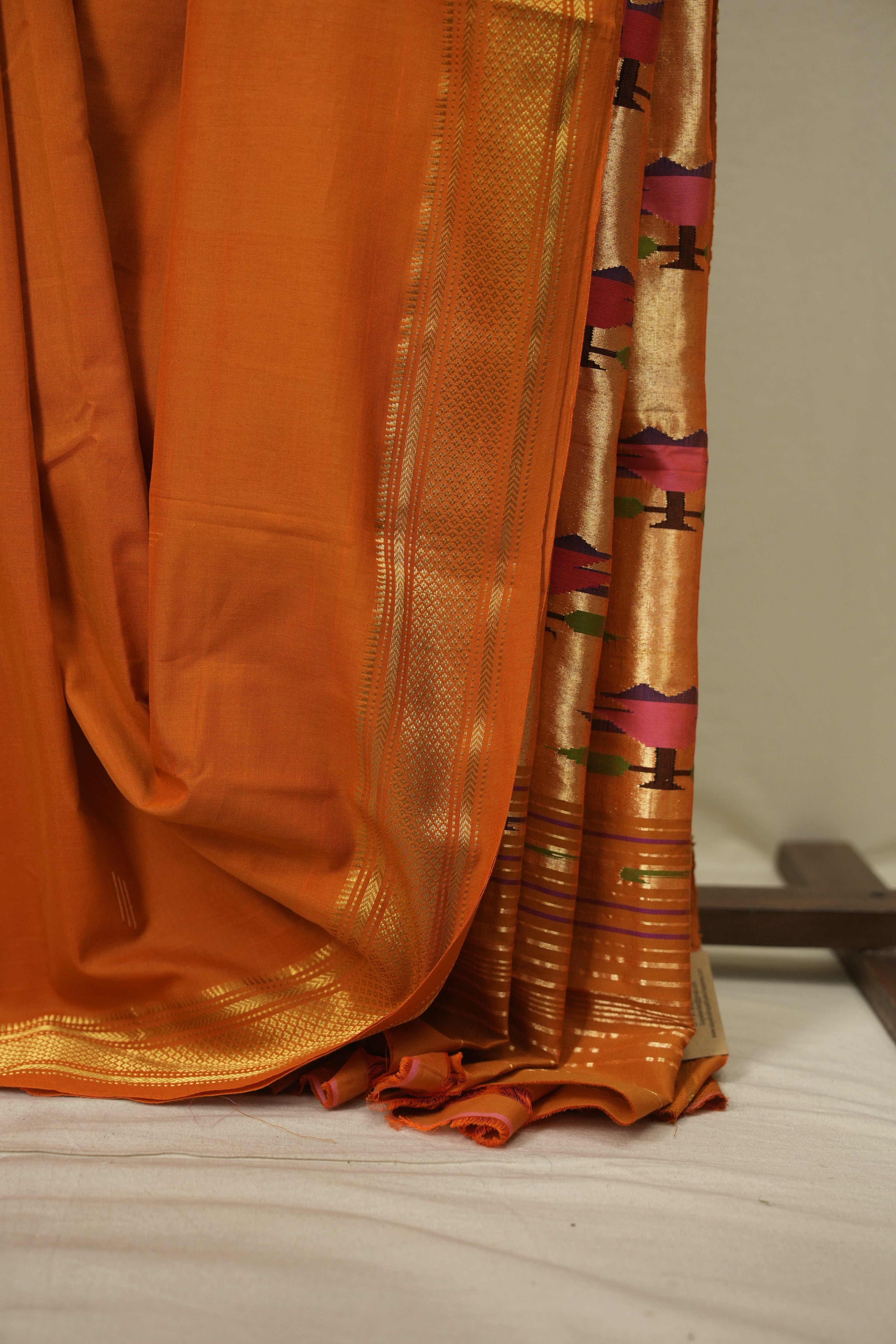 Tan Orange Cotton Paithani Saree - SRTOCPS843