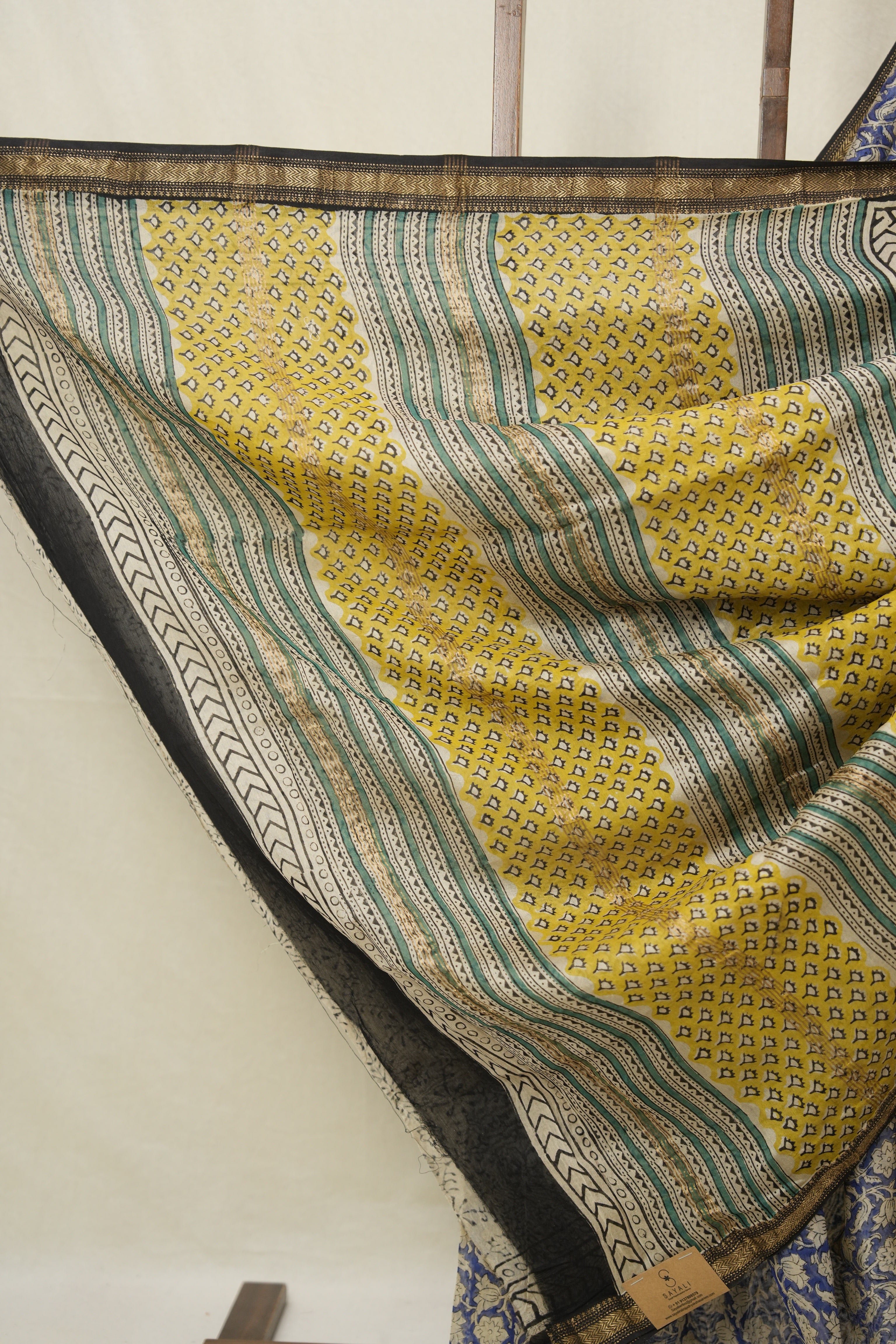 Blue HBP Cotton Silk Saree With Maheshwari Border - SRBCSS1566