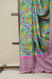Blue-Fruits HBP Signature Cotton Saree - SRBFSCS008