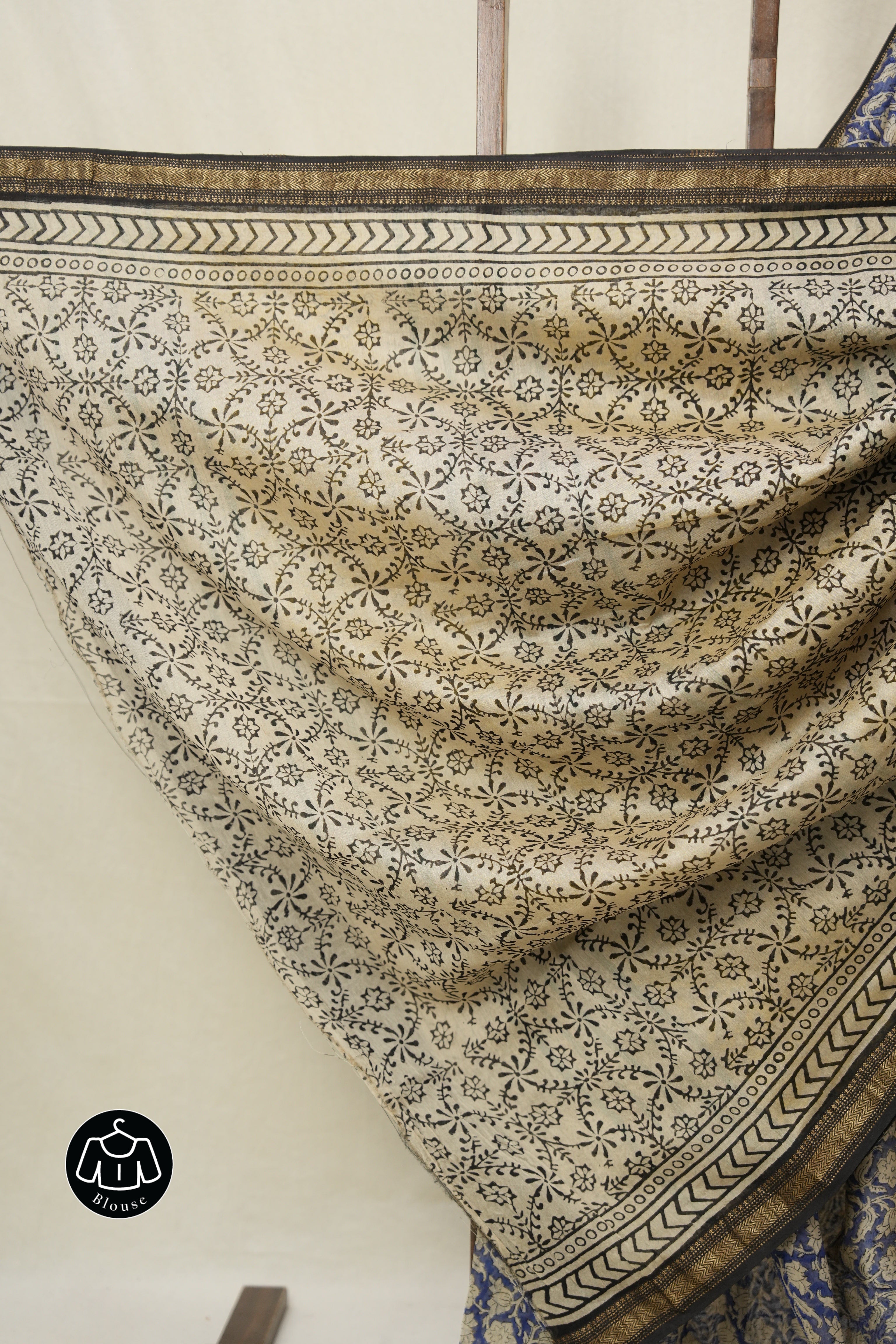 Blue HBP Cotton Silk Saree With Maheshwari Border - SRBCSS1566
