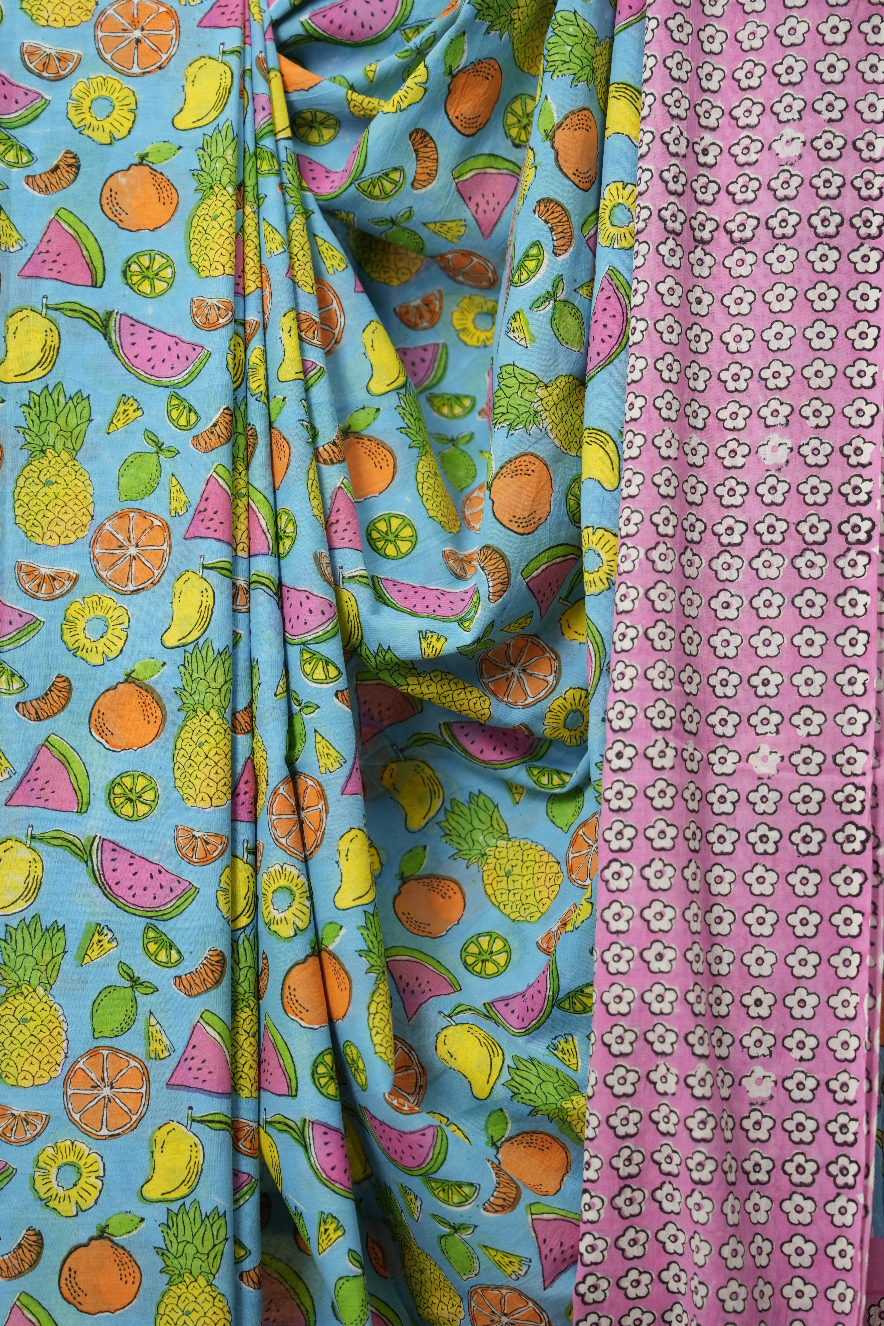 Blue-Fruits HBP Signature Cotton Saree - SRBFSCS008