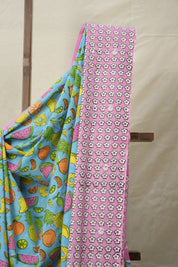 Aqua Blue HBP Signature Cotton Saree - SRABSCS004