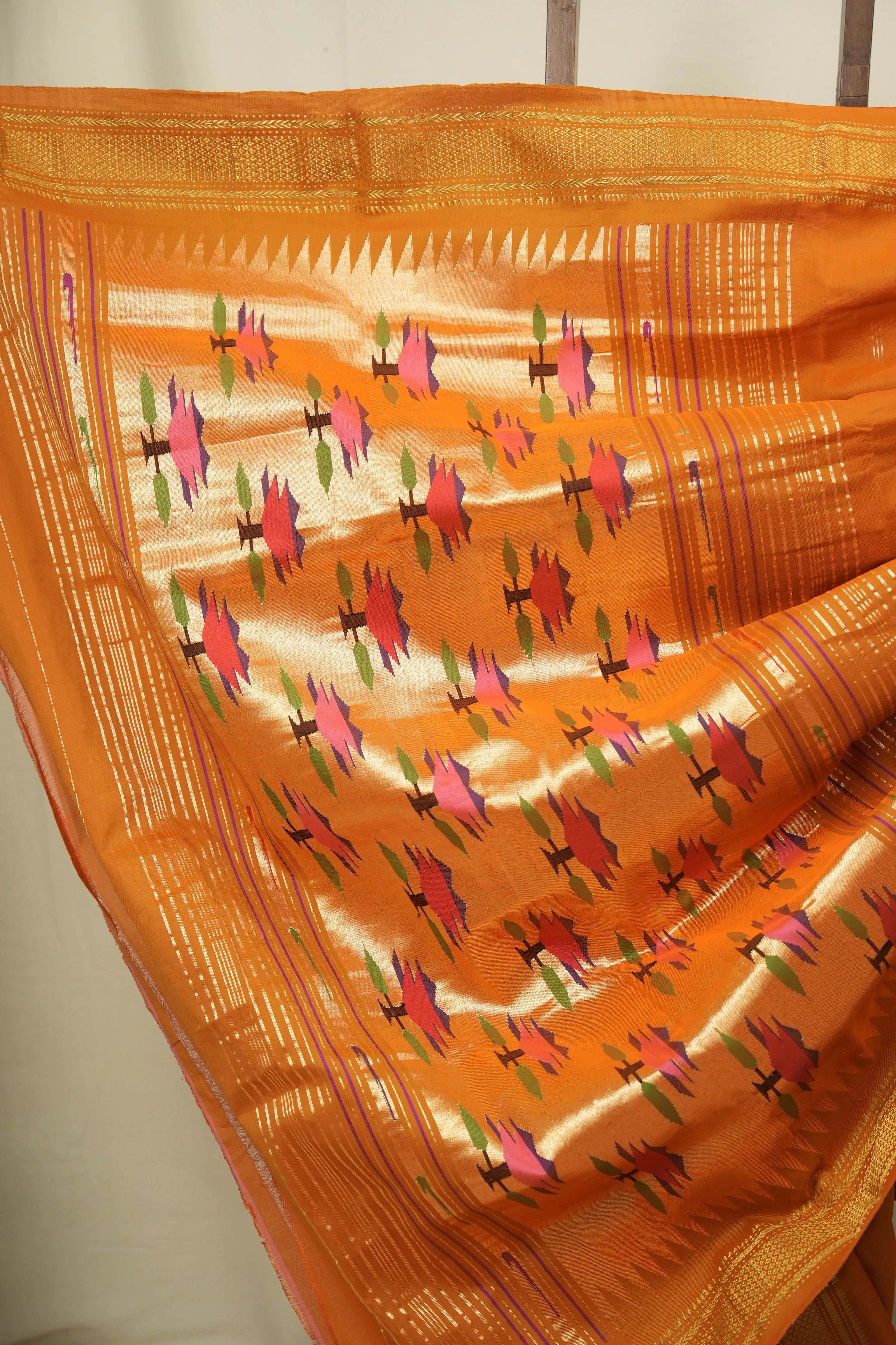Tan Orange Cotton Paithani Saree - SRTOCPS843