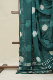 Green HBP Cotton Silk Saree With Chanderi Border - SRGCSS1549