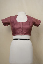 Wine Tissue Tussar Silk Checks Blouse - SRWTTSB8