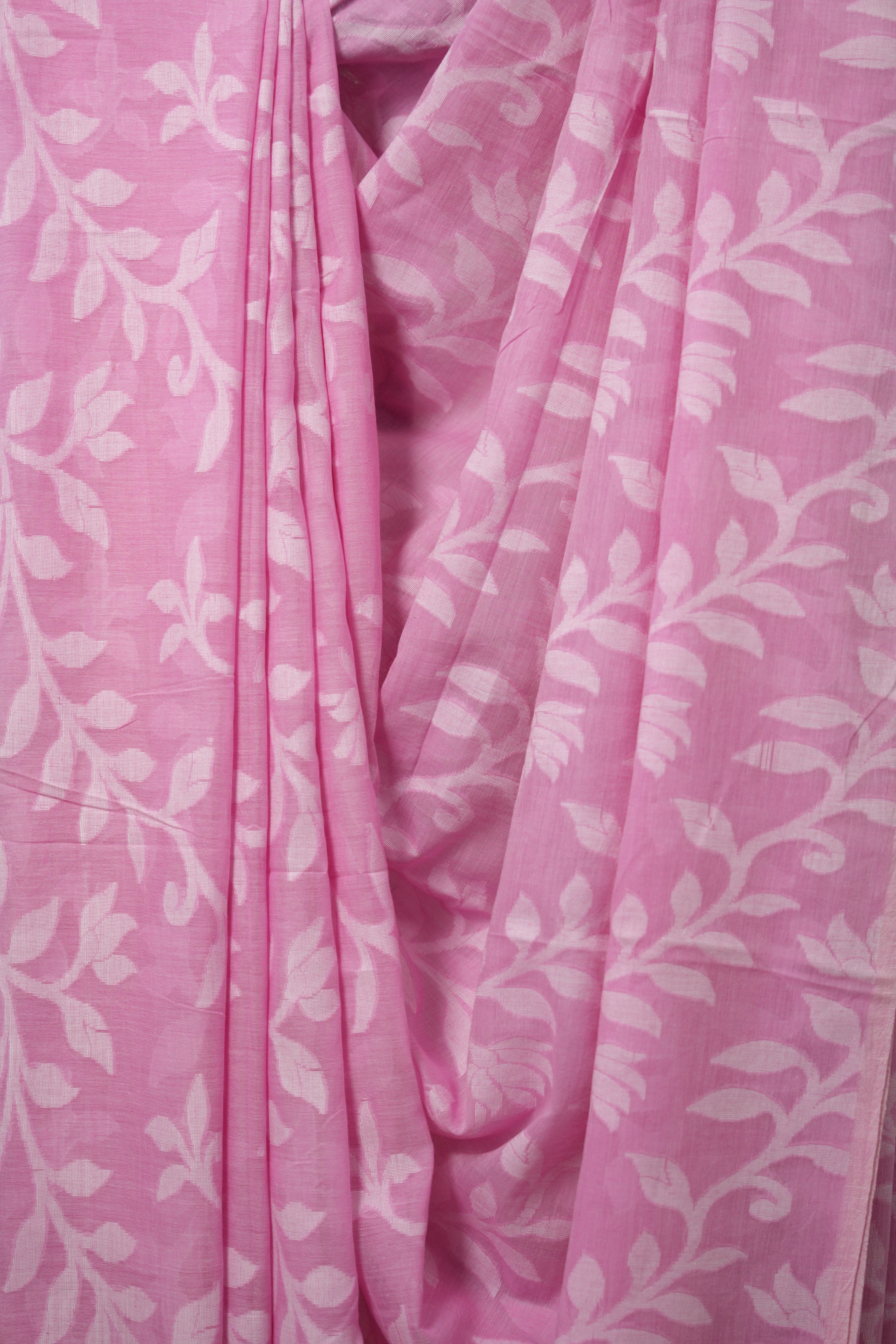 Pink Cotton Jamdani Saree - SRPCJS153