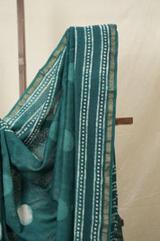 Green HBP Cotton Silk Saree With Chanderi Border - SRGCSS1549