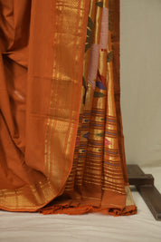 Tan Orange Cotton Paithani Saree - SRTOCPS840