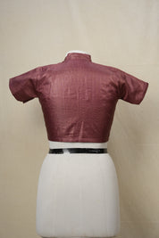 Wine Tissue Tussar Silk Checks Blouse - SRWTTSB8