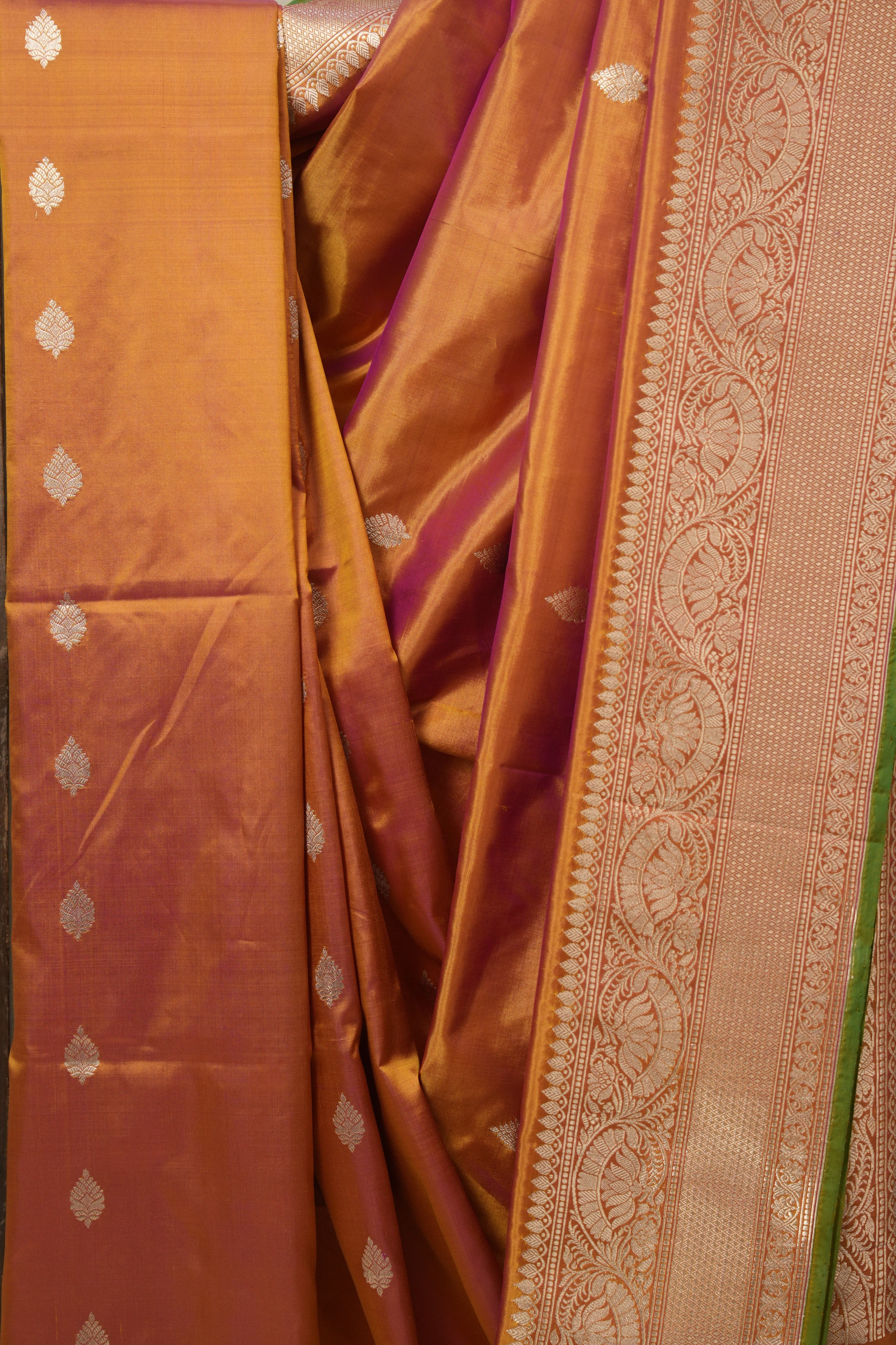 Yellowish Orange Banarasi Silk Saree - SRYOBSS889