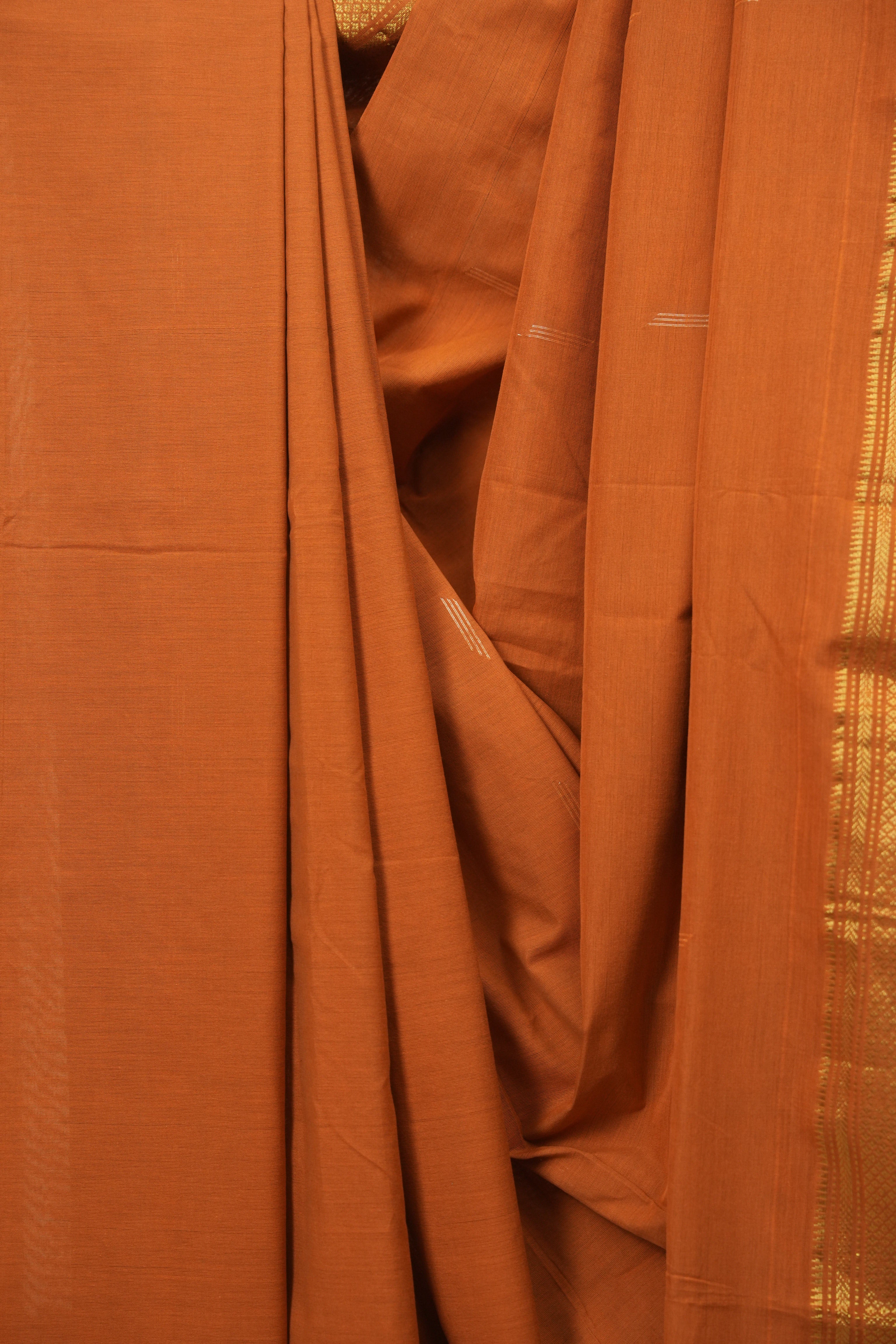 Tan Orange Cotton Paithani Saree - SRTOCPS840