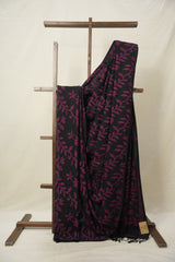 Black - Pink Cotton Jamdani Saree - SRBPCJS154