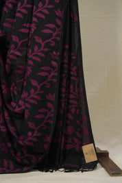 Black - Pink Cotton Jamdani Saree - SRBPCJS154