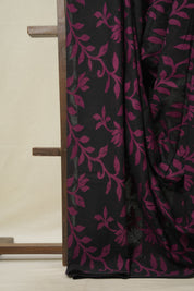 Black - Pink Cotton Jamdani Saree - SRBPCJS154