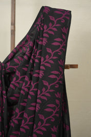 Black - Pink Cotton Jamdani Saree - SRBPCJS154