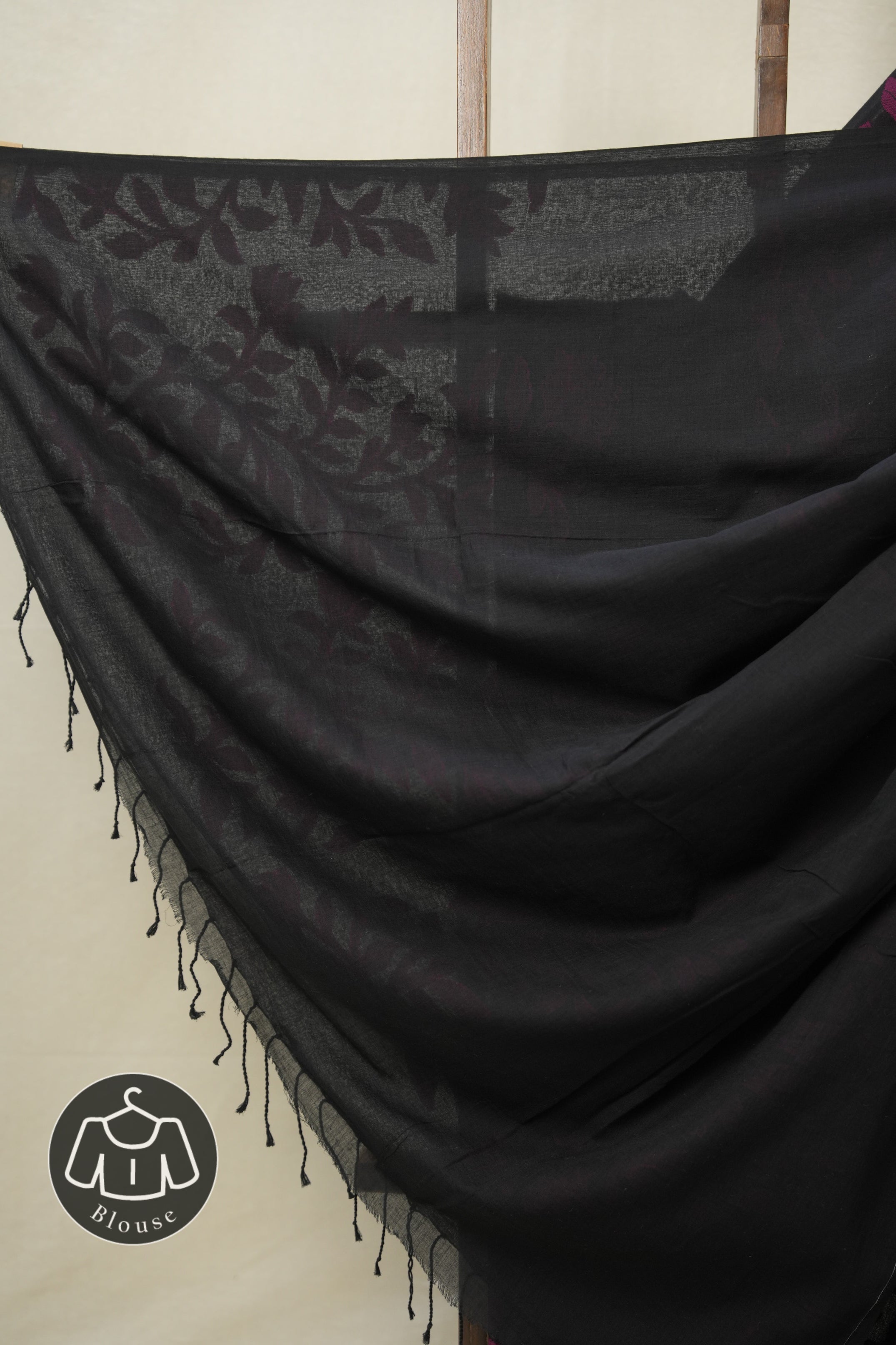 Black - Pink Cotton Jamdani Saree - SRBPCJS154