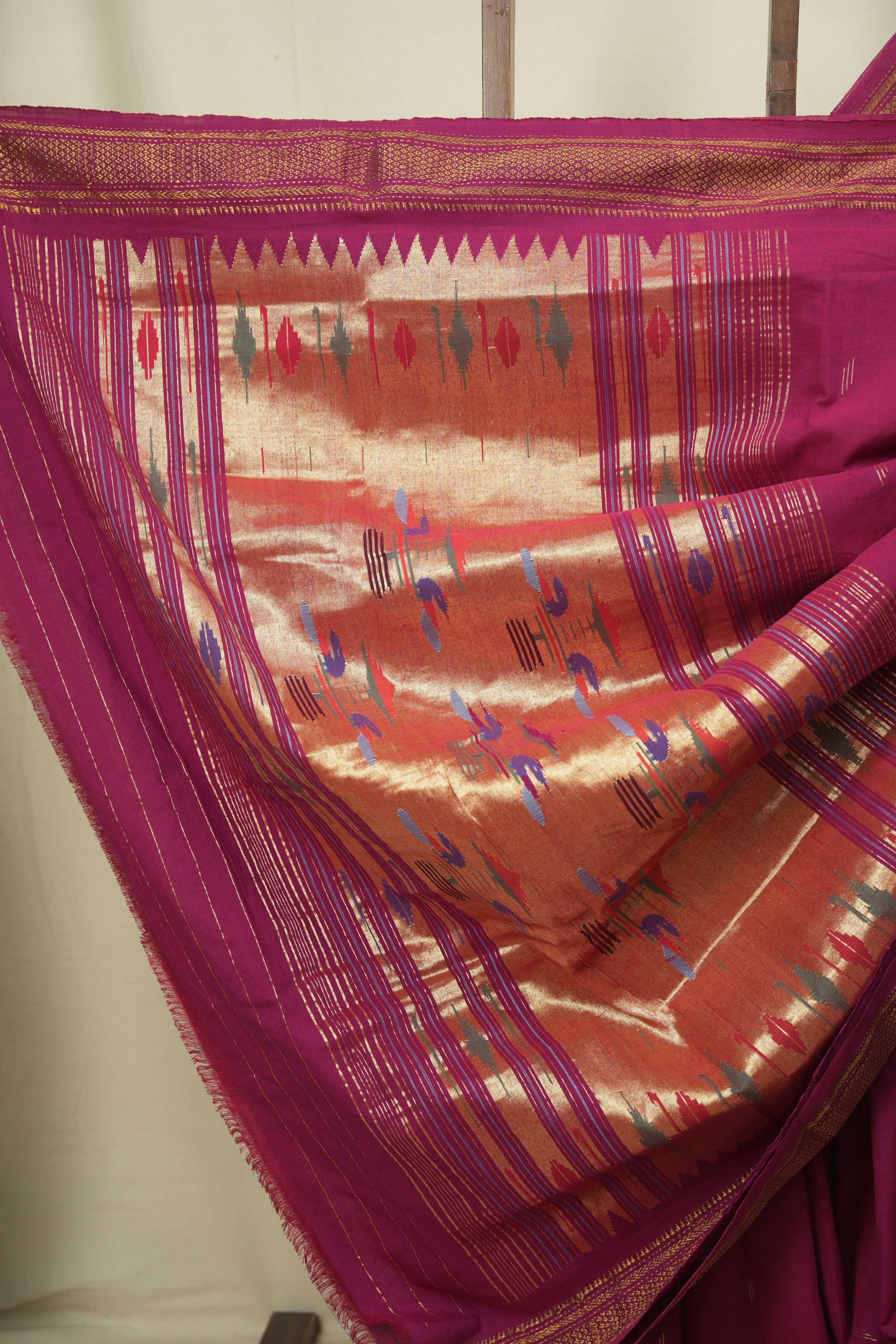 Magenta Cotton Paithani Saree - SRMCPS837