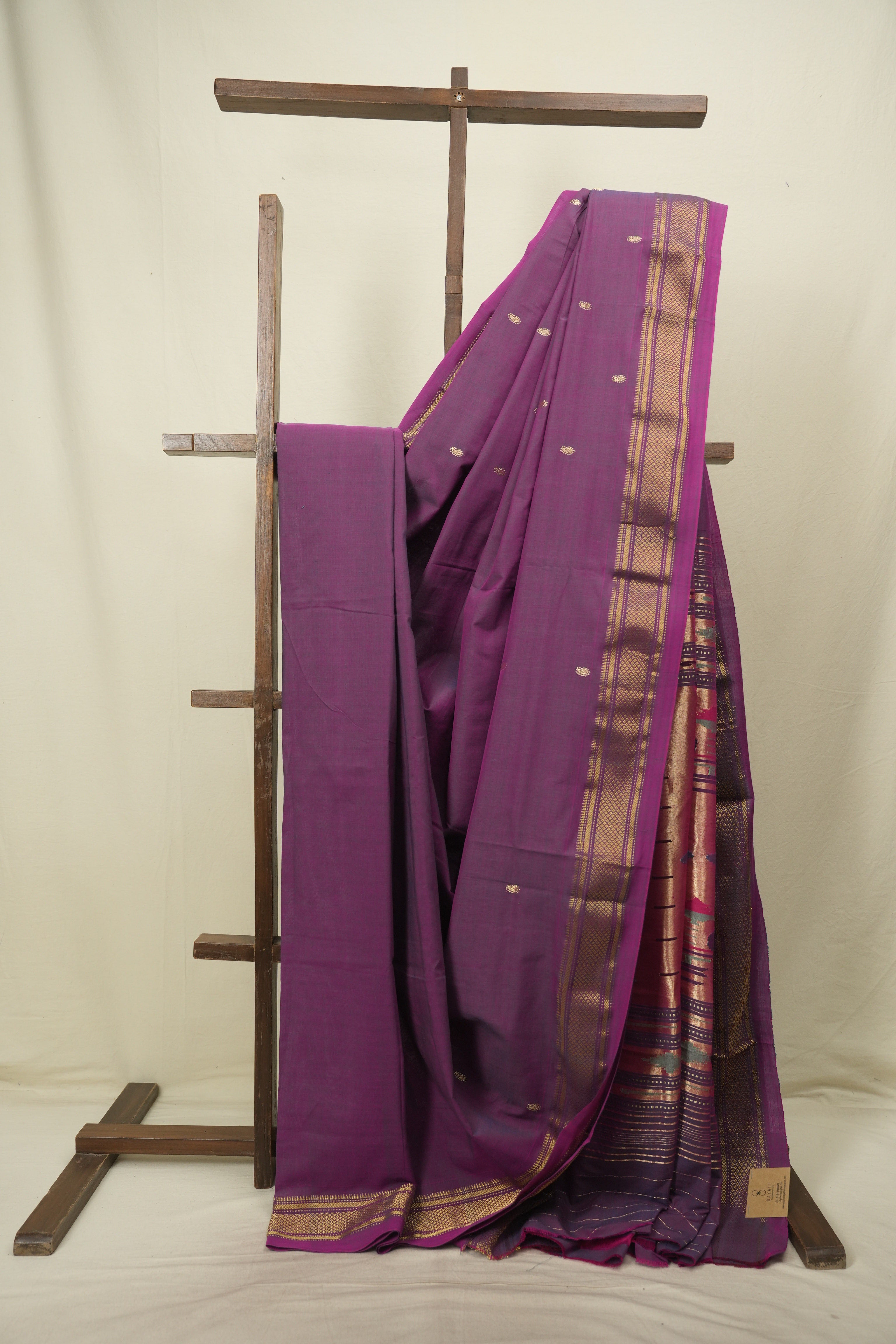 Dual Tone Purple Cotton Paithani Saree - SRDTPCPS838