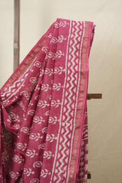 Pink HBP Cotton Silk Saree With Chanderi Border - SRPCSS1548