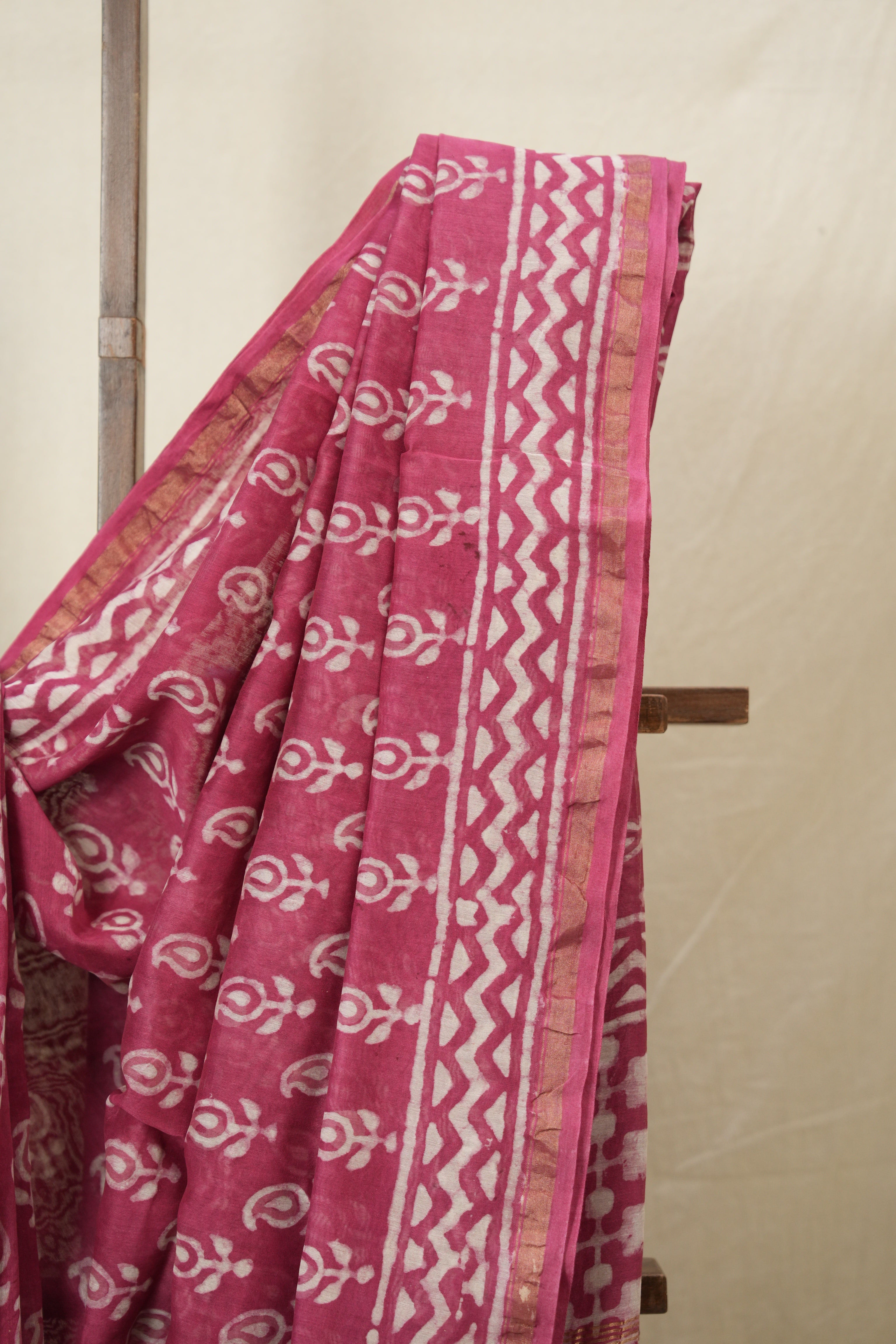 Pink HBP Cotton Silk Saree With Chanderi Border - SRPCSS1548