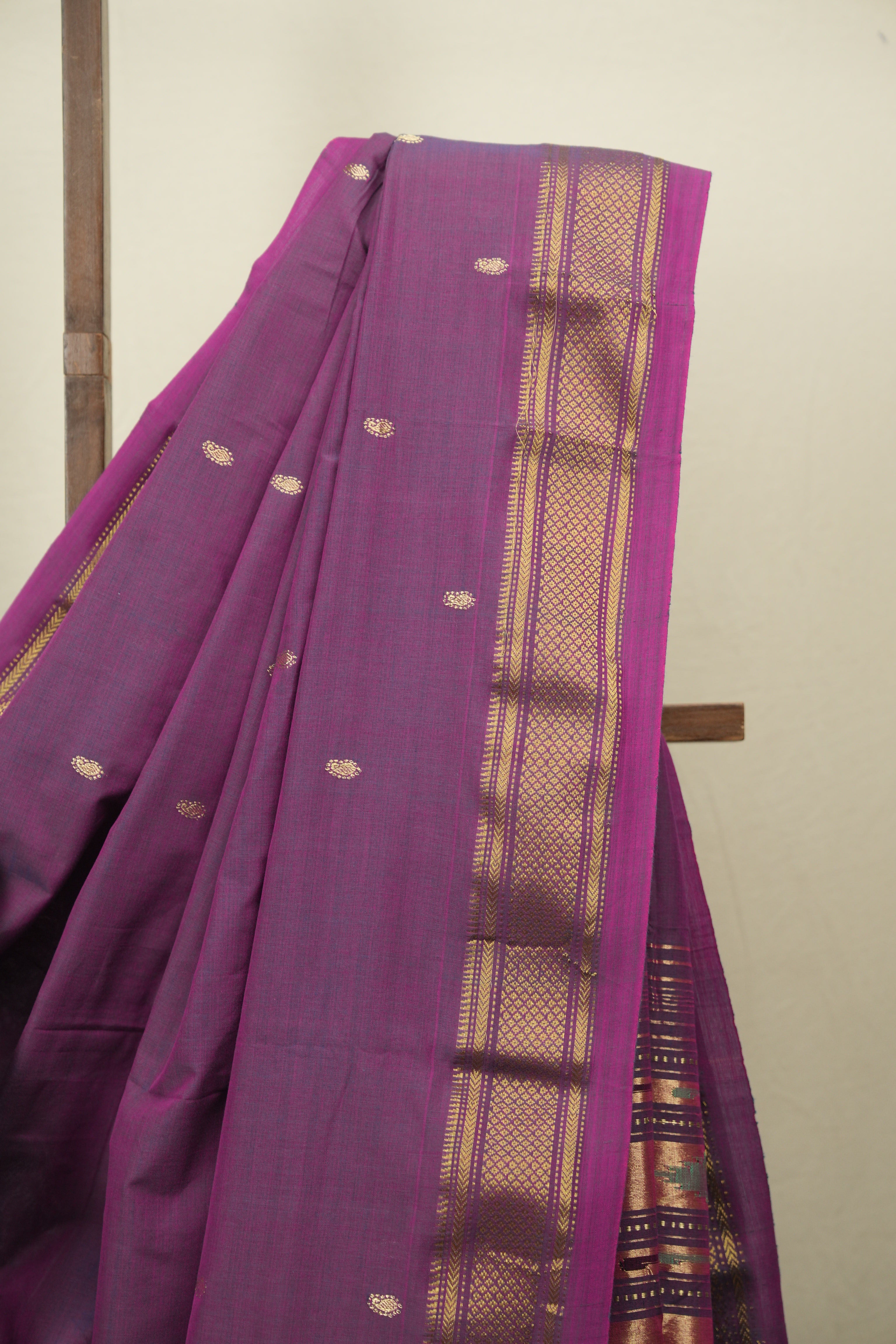 Dual Tone Purple Cotton Paithani Saree - SRDTPCPS838