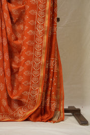 Orange HBP Cotton Silk Saree With Chanderi Border - SROCSS1547