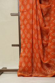 Orange HBP Cotton Silk Saree With Chanderi Border - SROCSS1547