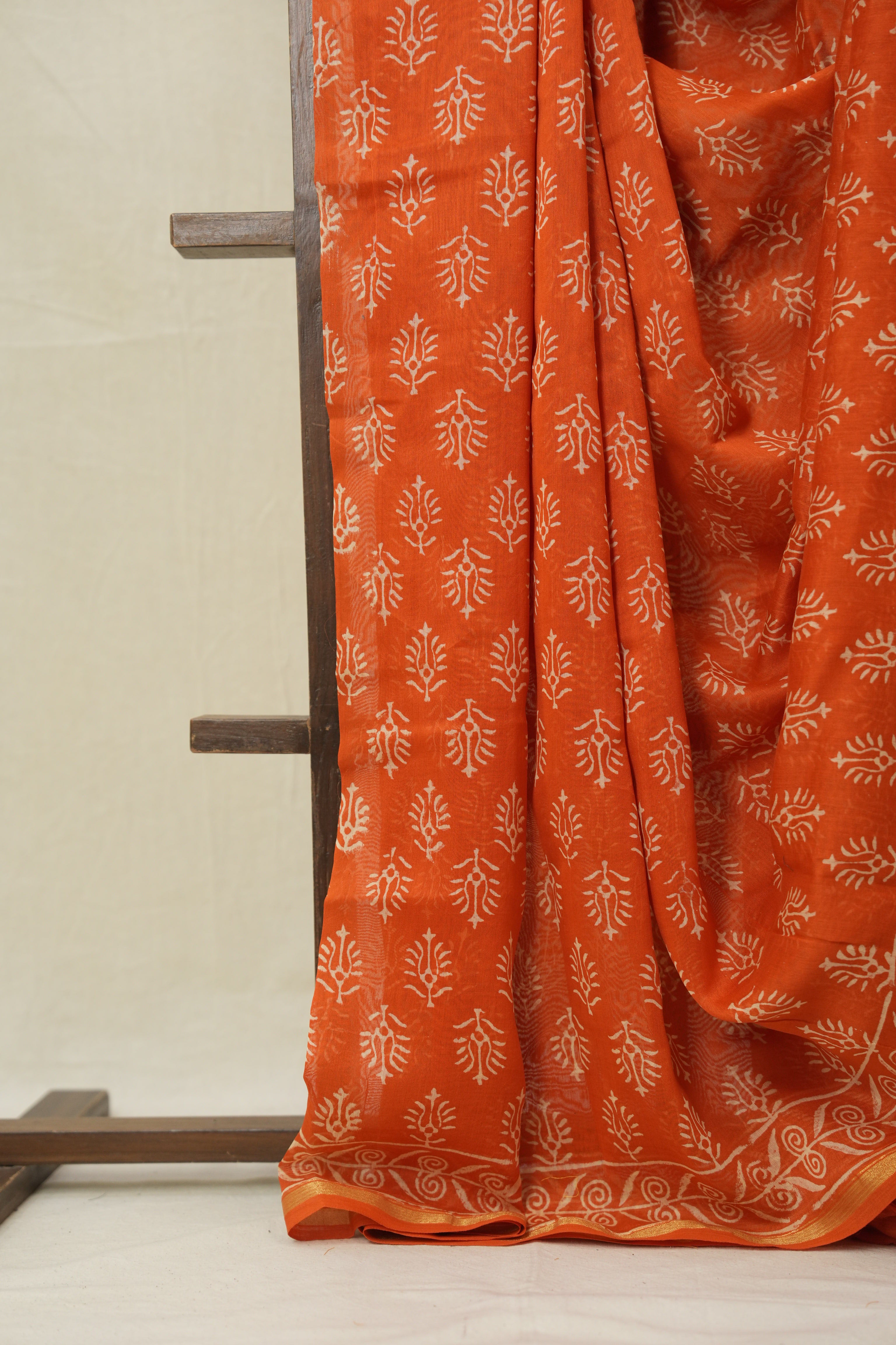 Orange HBP Cotton Silk Saree With Chanderi Border - SROCSS1547