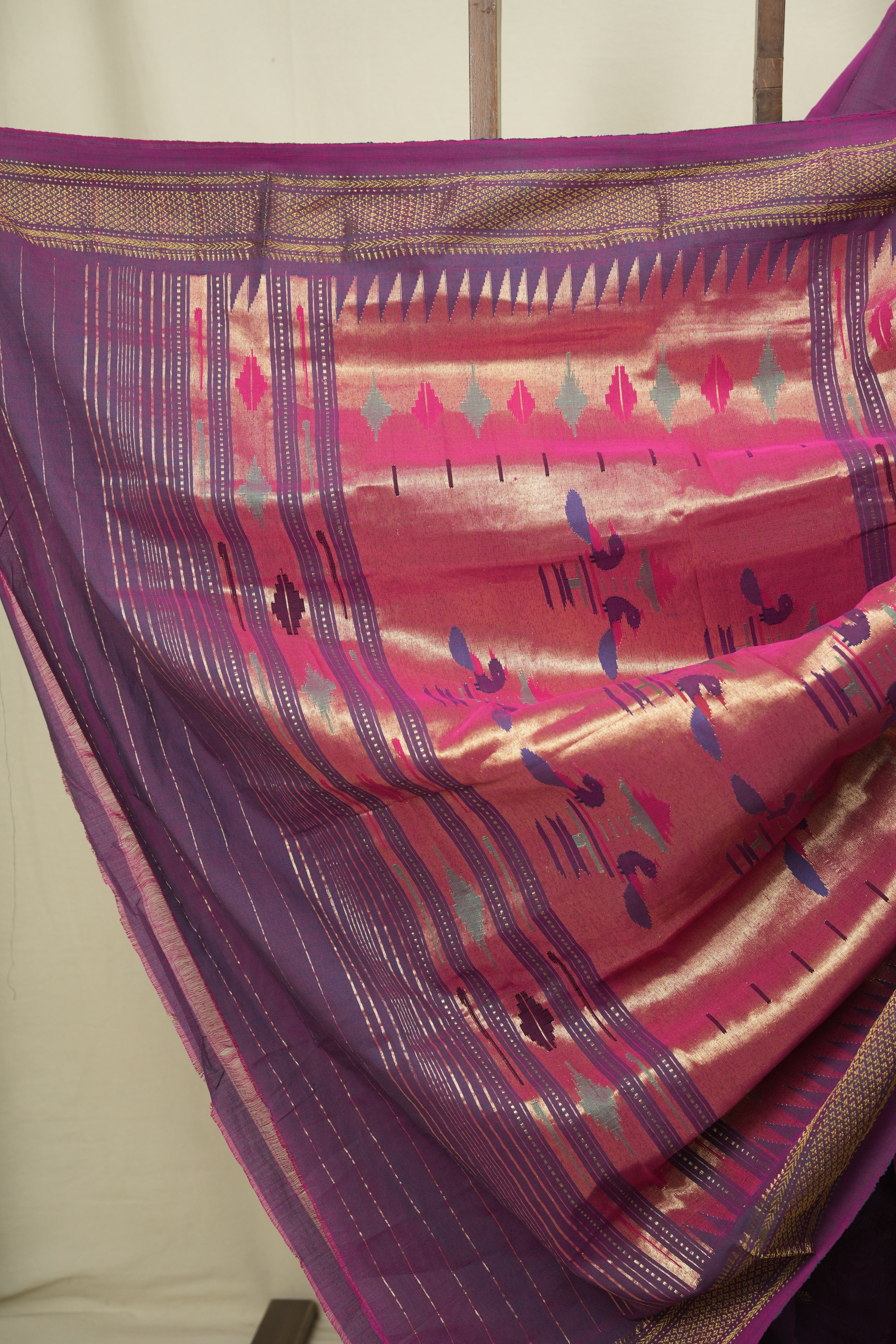 Dual Tone Purple Cotton Paithani Saree - SRDTPCPS838