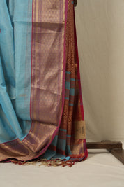 Sky Blue Maheshwari Tissue Saree - SRSBMTS201