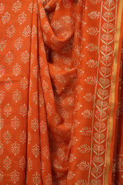 Orange HBP Cotton Silk Saree With Chanderi Border - SROCSS1547